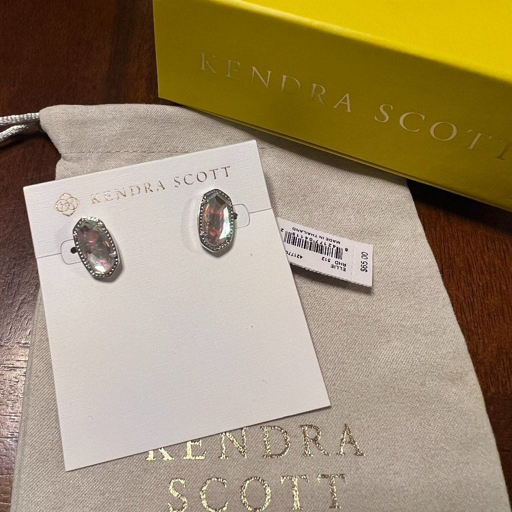 NWT Kendra Scott Ellie Earrings in Rhodium in Dichroic